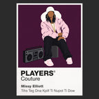 Missy Elliott Missy Elliott's futuristic video styling, tracksuits and choreography-led identity Icon Frame artwork in black