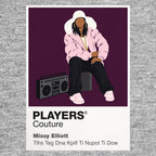 Missy Elliott Missy Elliott's futuristic video styling, tracksuits and choreography-led identity Icon Frame artwork in grey