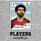 Mohamed Salah World Cup Sticker Men's T-Shirt – grey close-up detail shot of the Mohamed Salah World Cup Players Couture