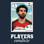 Mohamed Salah World Cup Sticker Men's T-Shirt – navy close-up detail shot of the Mohamed Salah World Cup Players Couture