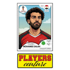 Mohamed Salah World Cup Sticker Men's T-Shirt – close-up detail shot of the Mohamed Salah World Cup Players Couture logo