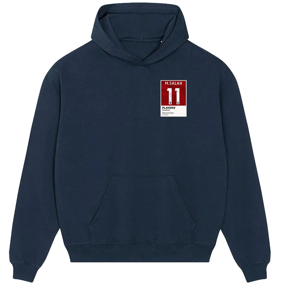Mohamed Salah 11 Football hoodie – navy men's hoodie featuring the Mohamed Salah 11 Football Players Couture logo