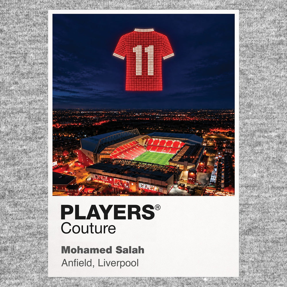 Mohamed Salah Liverpool number 11 Icons in Lights Frame artwork in grey
