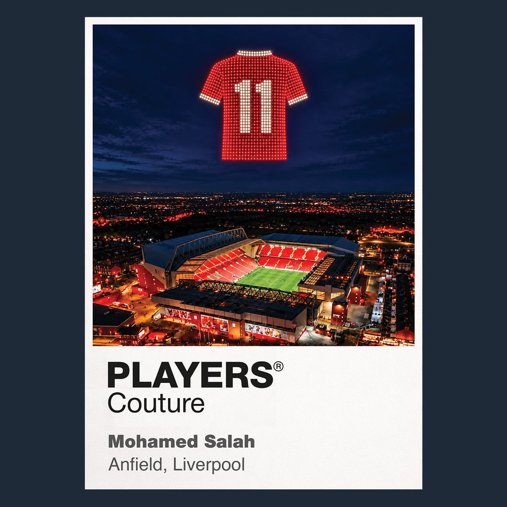 Mohamed Salah Liverpool number 11 Icons in Lights Frame artwork in navy