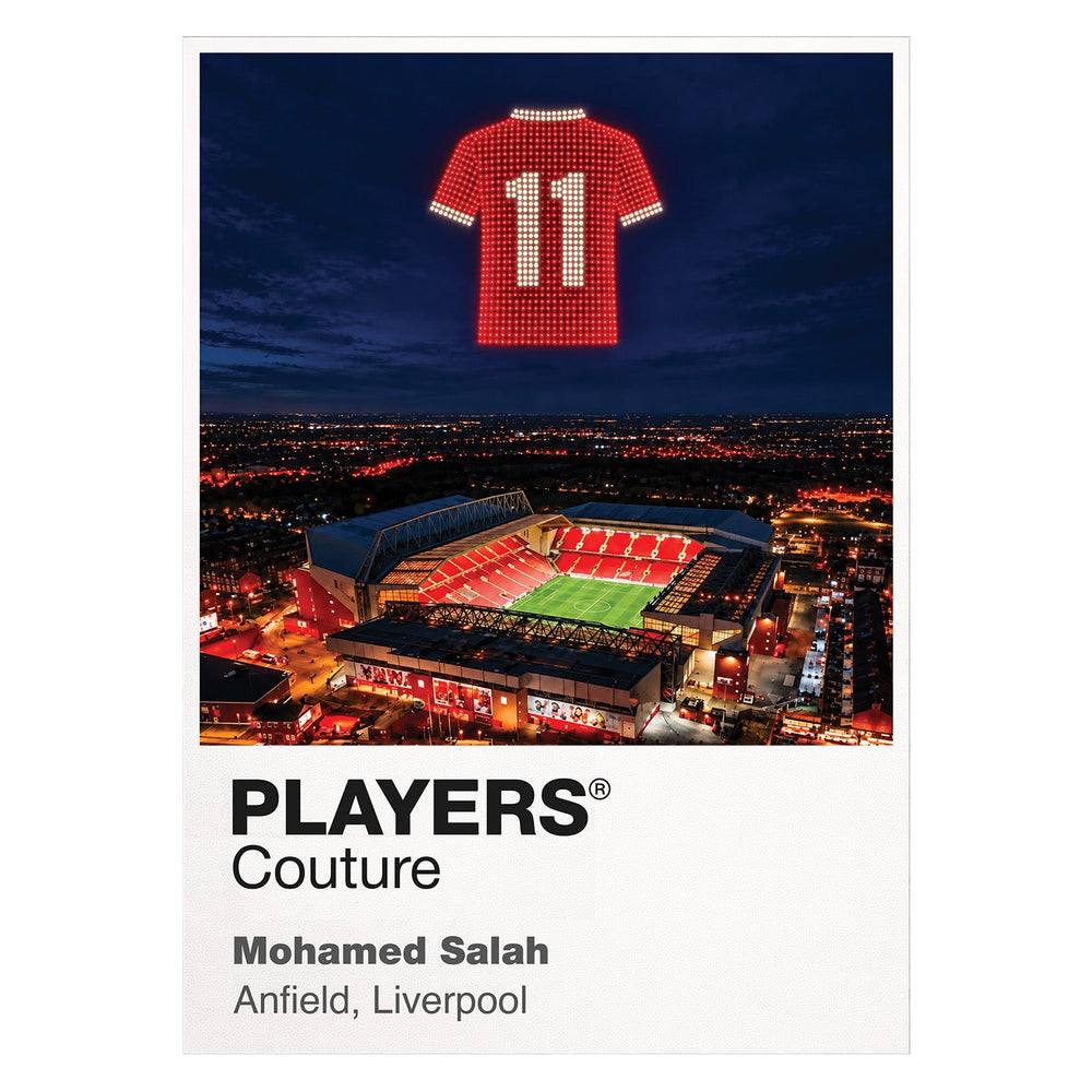 Mohamed Salah Liverpool number 11 Icons in Lights Frame artwork in white