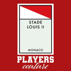 Monaco Monopoly Card hoodie – red men's hoodie with white Monaco Monopoly Card letters and Players Couture logo on the chest