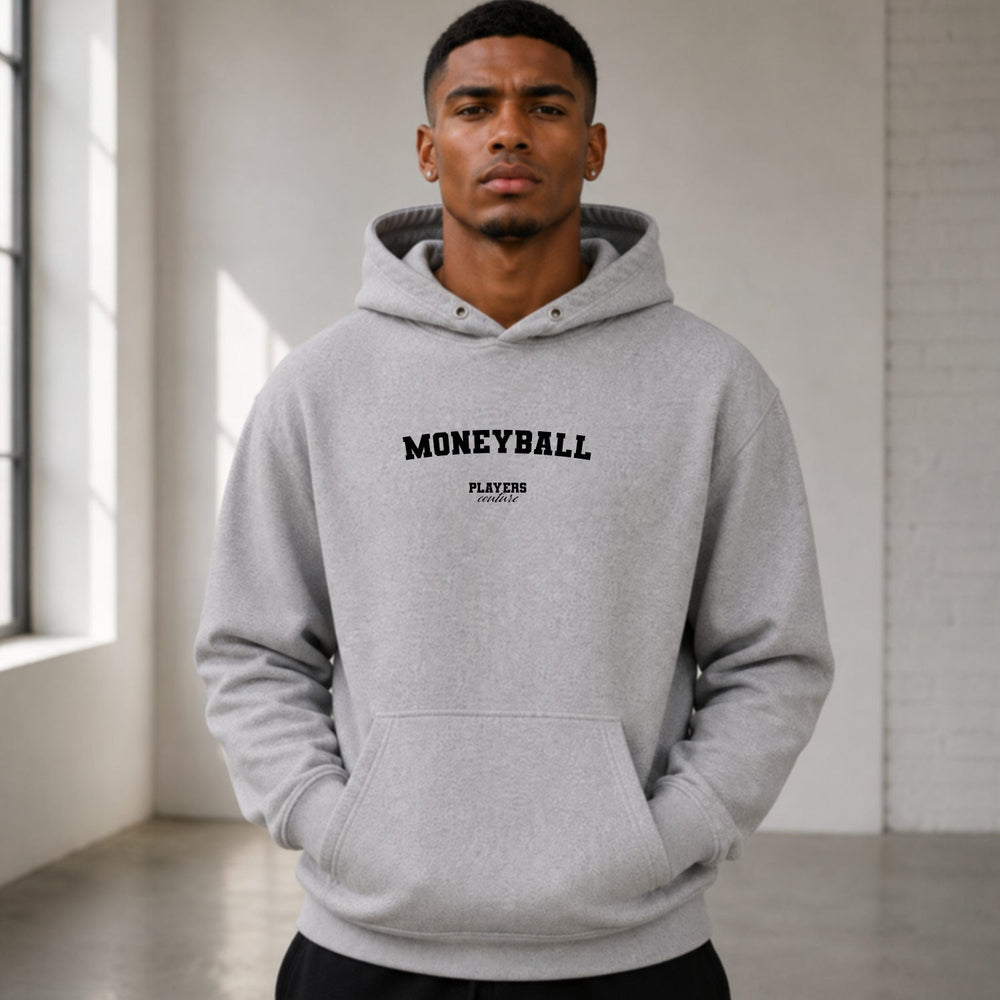 Moneyball name-print hoodie - grey
