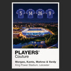Morgan Kante Mahrez and Vardy Leicester City 2016 champions Icons in Lights Frame artwork in black