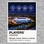 Morgan Kante Mahrez and Vardy Leicester City 2016 champions Icons in Lights Frame artwork in grey