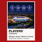 Morgan Kante Mahrez and Vardy Leicester City 2016 champions Icons in Lights Frame artwork in red
