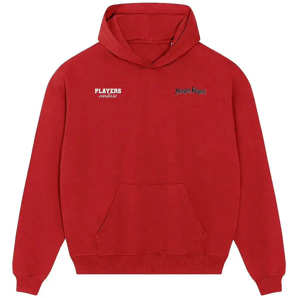 Morgan Rogers hoodie – red men's hoodie featuring the Morgan Rogers Players Couture logo