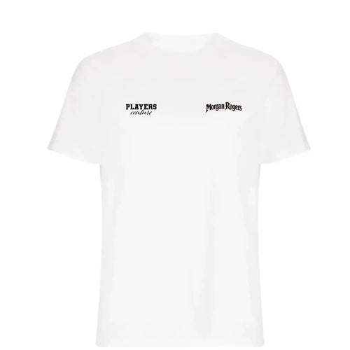 Morgan Rogers t-shirt – white men's t-shirt featuring the Morgan Rogers Players Couture logo