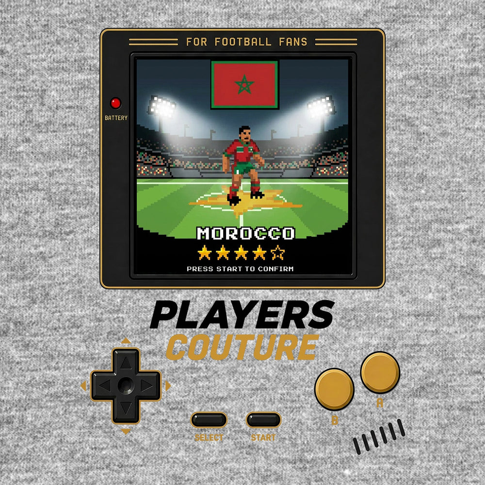 Morocco World Cup 8-Bit Men's Hoodie retro gaming football design by Players Couture