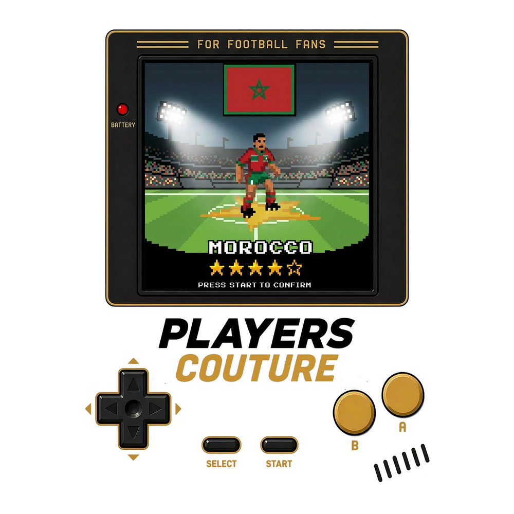 Morocco World Cup 8-Bit Men's T-Shirt retro gaming football design by Players Couture