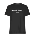Mortal Kombat t-shirt – black men's t-shirt with white Mortal Kombat letters and Players Couture logo on the chest