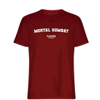 Mortal Kombat t-shirt – red men's t-shirt with white Mortal Kombat letters and Players Couture logo on the chest