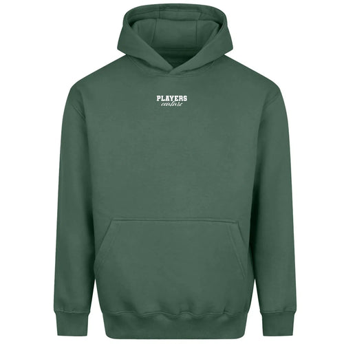 Essentials Collection hoodie – green men's hoodie with white Essentials Collection letters and Players Couture logo on the