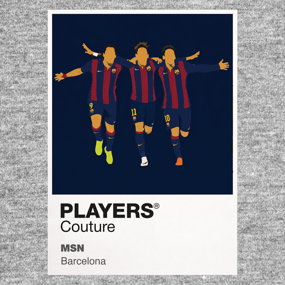 Lionel Messi, Luis Suarez, Neymar Jr Barcelona Icon Frame — Gray