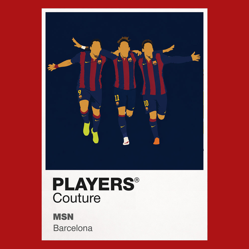 Lionel Messi, Luis Suarez, Neymar Jr Barcelona Icon Frame — Red