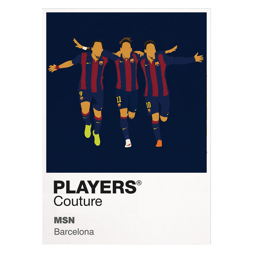 Lionel Messi, Luis Suarez, Neymar Jr Barcelona Icon Frame — White