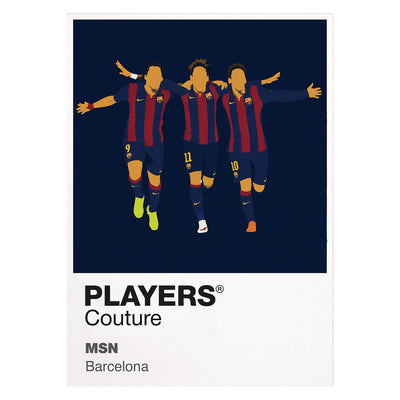 Lionel Messi, Luis Suarez, Neymar Jr Barcelona Icon Frame — White