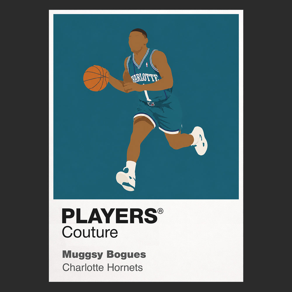 Muggsy Bogues Hornets Basketball Icon Frame Men's T-Shirt