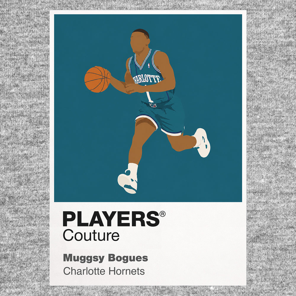 Muggsy Bogues Hornets Basketball Icon Frame Men's T-Shirt