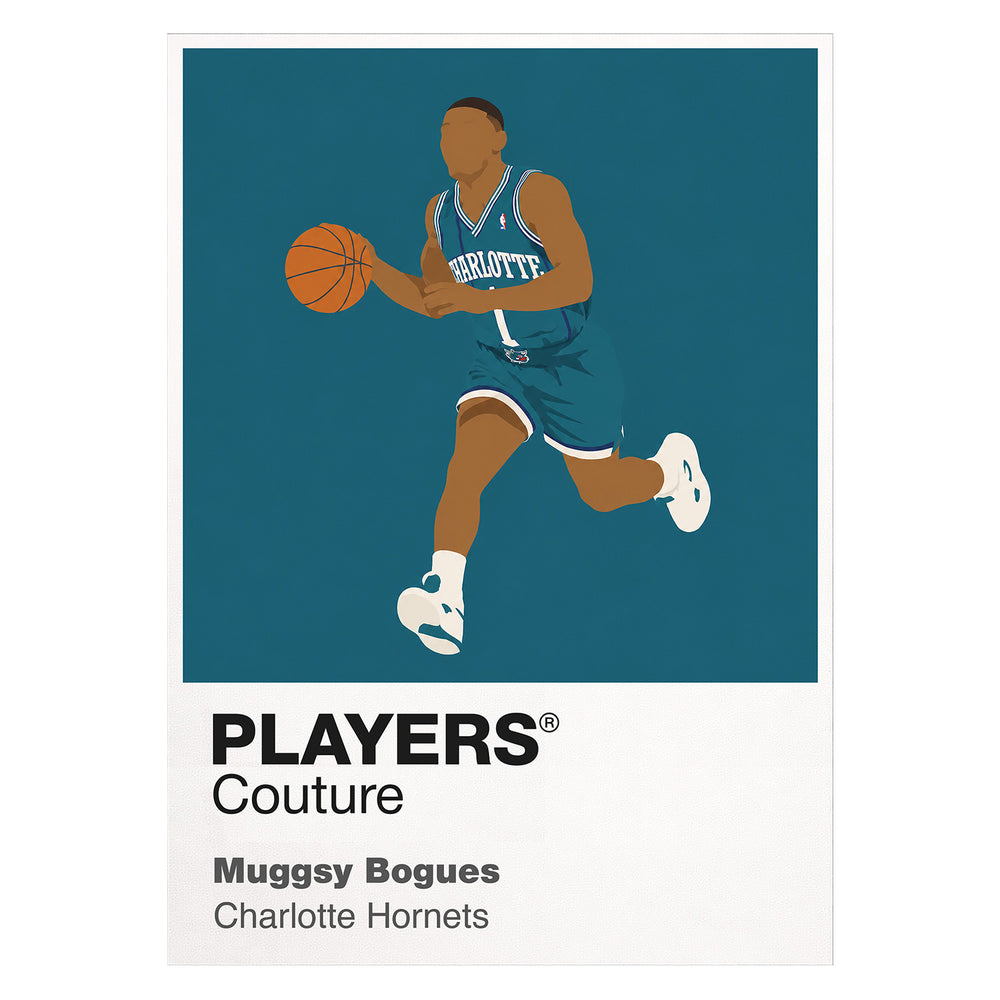 Muggsy Bogues Hornets Basketball Icon Frame Men's T-Shirt