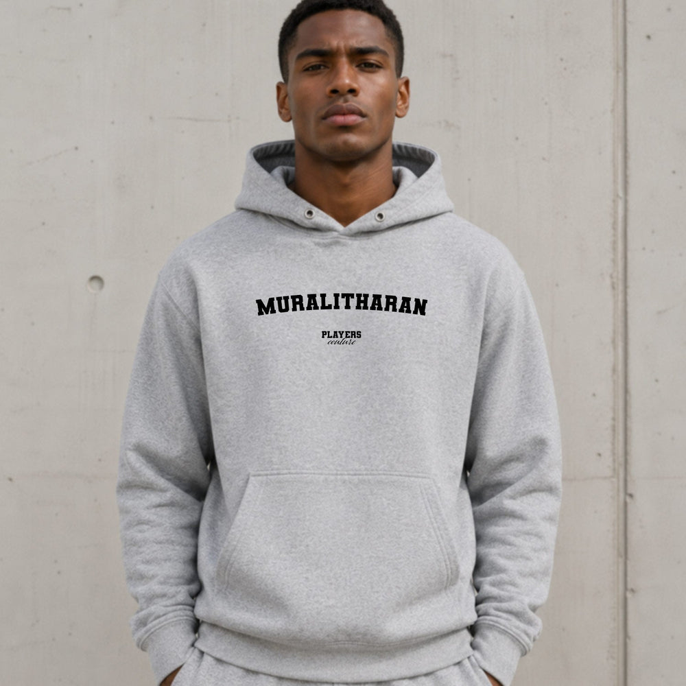 Muralitharan name-print hoodie - grey