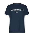 Myles Garnett t-shirt – navy men's t-shirt with white Myles Garnett letters and Players Couture logo on the chest