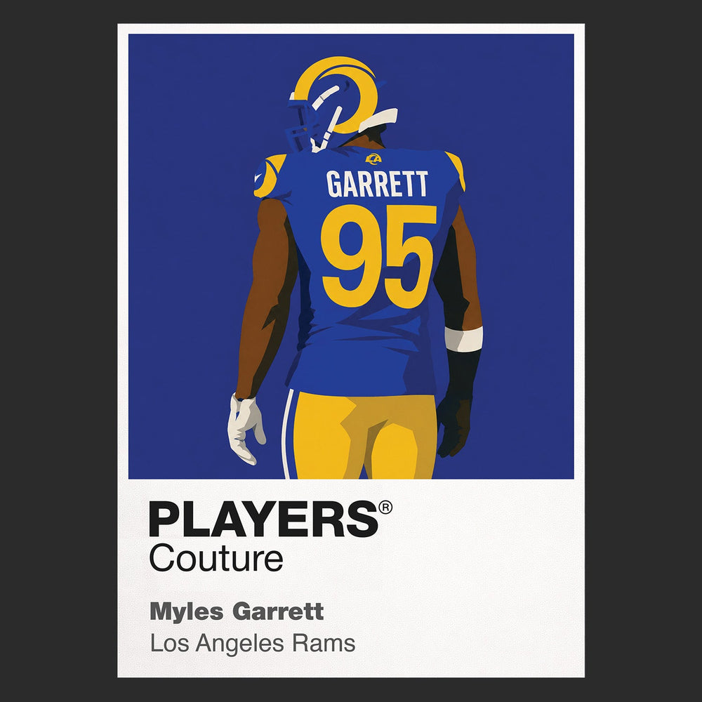 Myles Garrett Los Angeles Rams black Icon Frame artwork detail