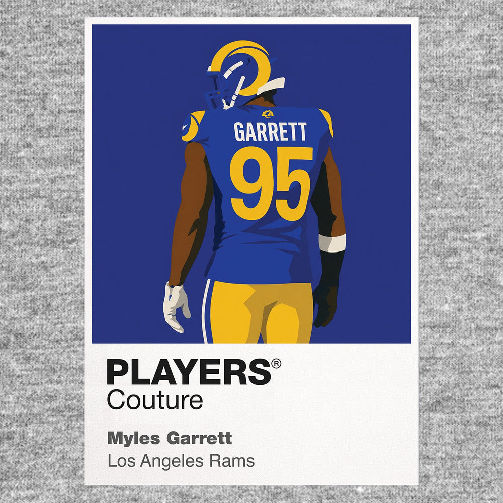 Myles Garrett Los Angeles Rams grey Icon Frame artwork detail