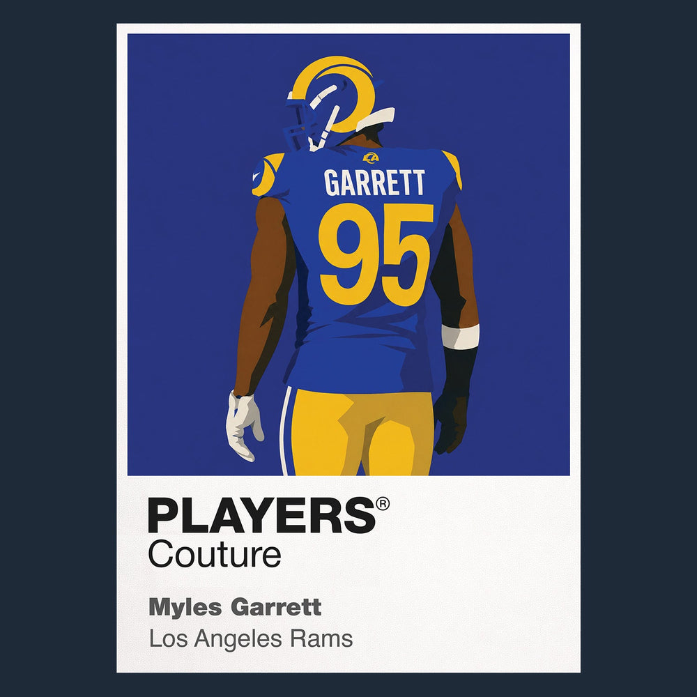 Myles Garrett Los Angeles Rams navy Icon Frame artwork detail