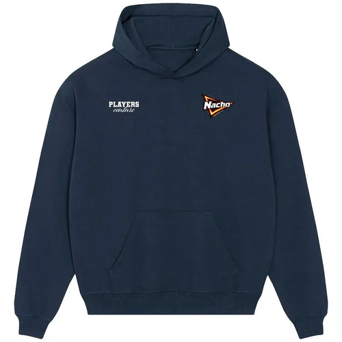 Nacho hoodie – navy men's hoodie featuring the Nacho Players Couture logo