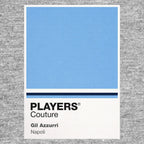 Napoli Classic Football Shirt Colours Frame Men's T-Shirt – grey close-up detail shot of the Napoli Players Couture logo