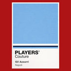 Napoli Classic Football Shirt Colours Frame Men's T-Shirt – red close-up detail shot of the Napoli Players Couture logo