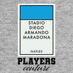 Napoli hoodie – grey men's hoodie with black Napoli letters and Players Couture logo on the chest