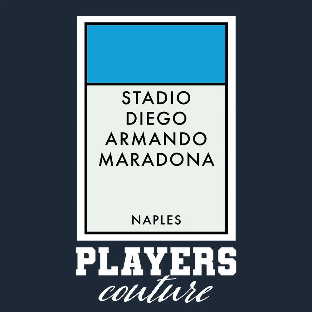 Napoli Monopoly Card hoodie – navy men's hoodie with white Napoli Monopoly Card letters and Players Couture logo on the chest