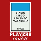 Napoli Monopoly Card hoodie – red men's hoodie with white Napoli Monopoly Card letters and Players Couture logo on the chest
