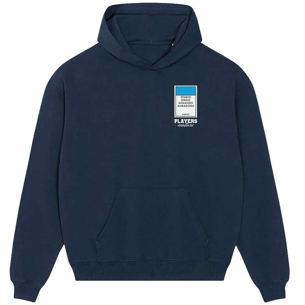 Napoli Monopoly Card hoodie – close-up of white Napoli Monopoly Card lettering and Players Couture logo on the chest