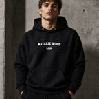 Natalie Wood name-print hoodie - black