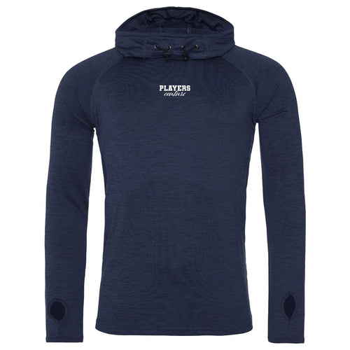 Essentials Collection hoodie – navy men's hoodie with white Essentials Collection letters and Players Couture logo on the