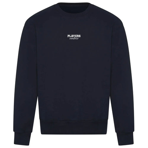 Essentials Collection hoodie – navy men's hoodie with white Essentials Collection letters and Players Couture logo on the