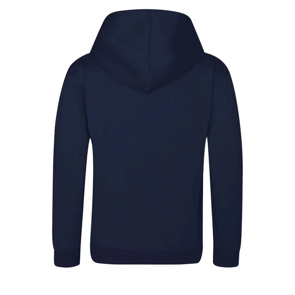 Essentials Collection hoodie – navy kids' hoodie with white Essentials Collection letters and Players Couture logo on the