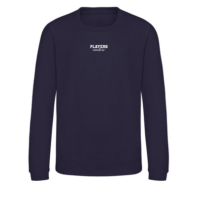 Essentials Collection hoodie – navy kids' hoodie with white Essentials Collection letters and Players Couture logo on the