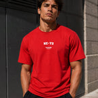 Ne-Yo Men's T-Shirt — lifestyle photo, Red t-shirt
