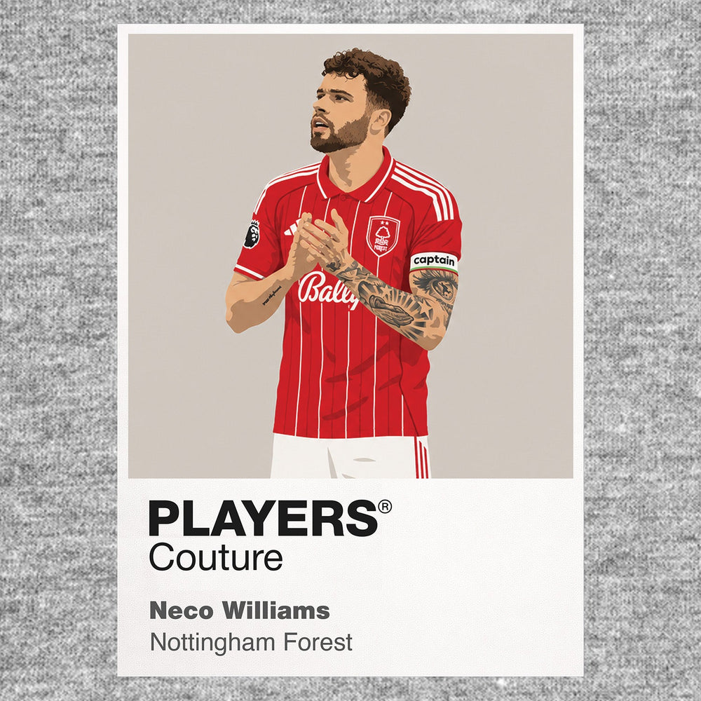 Neco Williams Nottingham Forest grey Icon Frame artwork detail