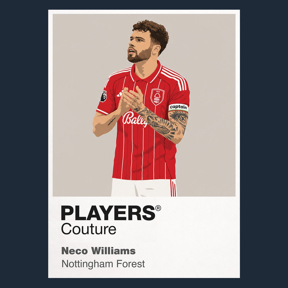 Neco Williams Nottingham Forest navy Icon Frame artwork detail