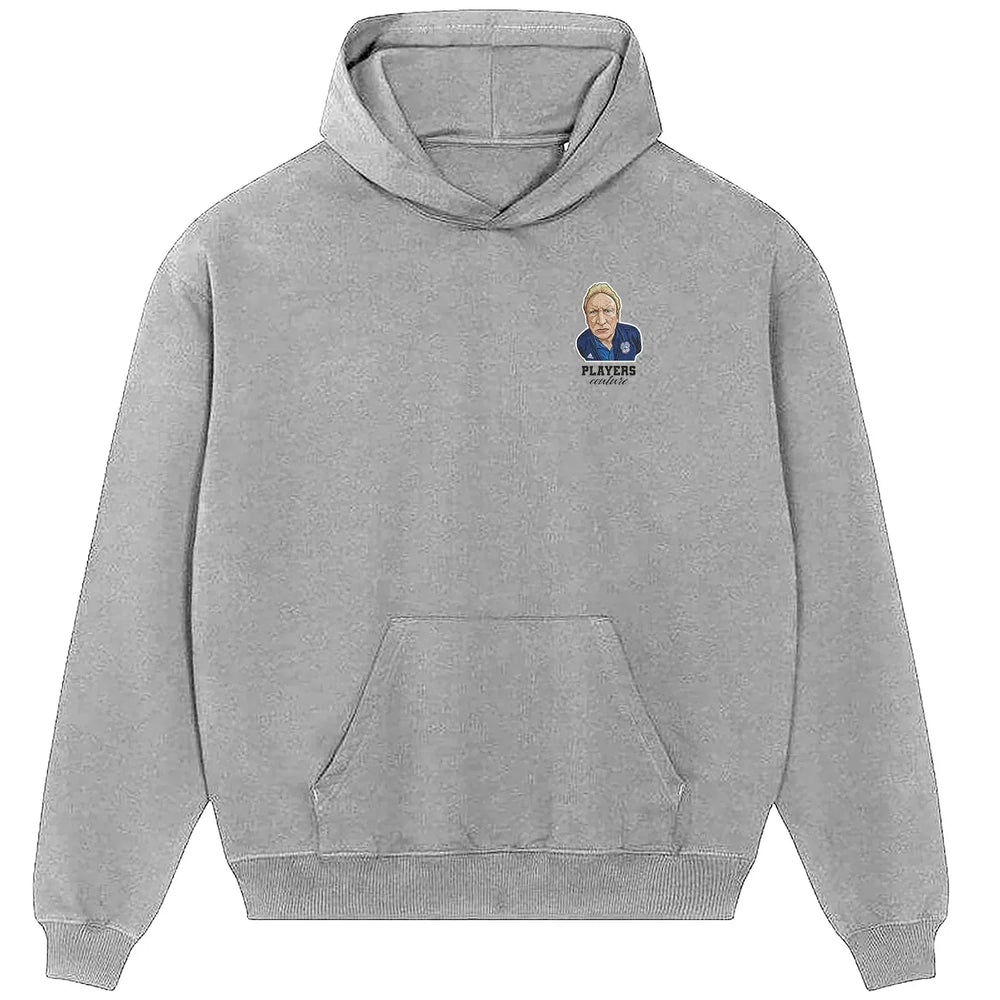 Neil Warnock hoodie – grey men's hoodie featuring the Neil Warnock Players Couture logo