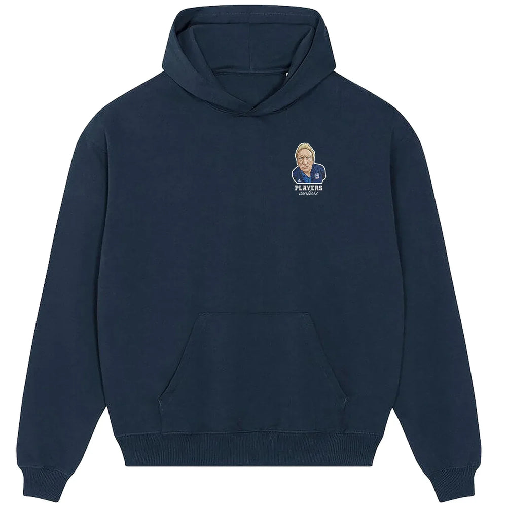 Neil Warnock hoodie – navy men's hoodie featuring the Neil Warnock Players Couture logo
